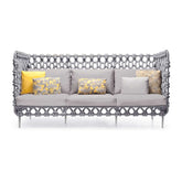 Rope Patio Furniture Set with Coffee Table and Cushion Pillow in Gray